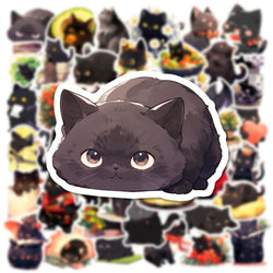 10/30/50pcs Cute Cartoon Black Cat Stickers Decals Laptop Motorcycle Phone Car Diary Luggage Decoration Sticker for Kids Toys (ONLINE ORDER ONLY)