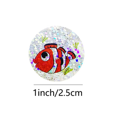 100-500pcs Holographic Rainbow Label Cartoon Marine Animal Stickers Children DIY Handmade Scrapbooking Stationery Sticker (ONLINE ORDER ONLY)