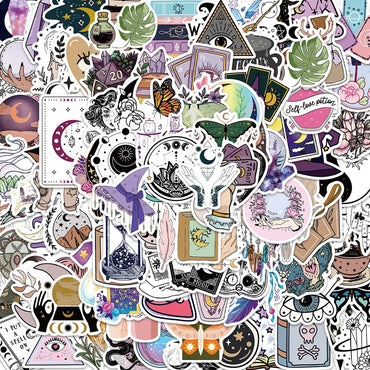 10/30/50/100pcs Boho Magic Witch Crystal Aesthetic Stickers Notebook Laptop Skateboard Car Luggage Decoration Sticker Kids Toy (ONLINE ORDER ONLY)
