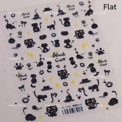 Black Cat Kitten Rabbit Cat's Paw Bowknot Tie Bunny Animals Love Heart Jelly Adhesive Nail Art Stickers Manicure Decal Wholesale (ONLINE ORDER ONLY)