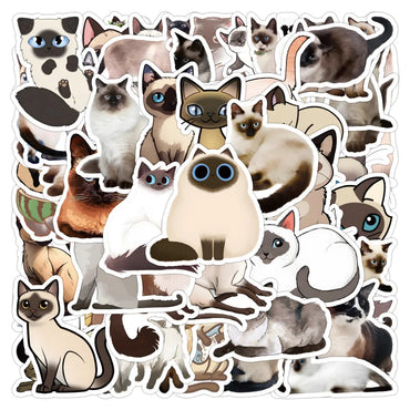 Siamese Cat Cartoon Stickers 10/30/50pcs Waterproof Decorative for Phone Laptop Helmet Kids (Online Order Only)