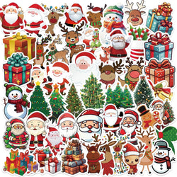 Christmas Santa Snowman Stickers 10/30/50pcs - Gifts, Party Decor, Phone, Luggage, Fridge, Bike, Suitcase, Kids DIY Decals (ONLINE ORDER ONLY)