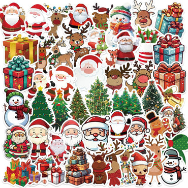 Christmas Santa Snowman Stickers 10/30/50pcs - Gifts, Party Decor, Phone, Luggage, Fridge, Bike, Suitcase, Kids DIY Decals (ONLINE ORDER ONLY)
