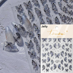 Charming Beautiful Black White Small Butterfly Flower Petal Love Heart Bowknot 5D Self Adhesive Nail Art Sticker Manicure Decals (Online Order Only)