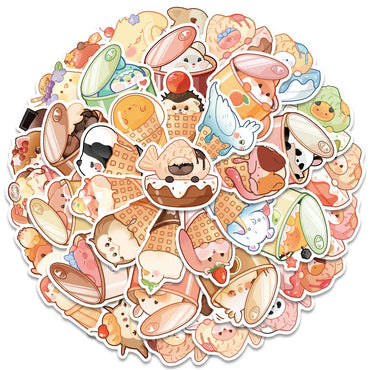 10/30/50PCS kawaii Animal Food Cute Sticker DIY Hand Account Notebook Phone Suitcase Fridge Guitar Kids Toy Funny Cartoon Decals (Online Order Only)