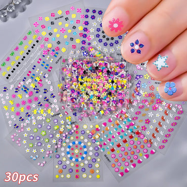 30pcs 3D Daisy Design Nail Art Sticker Set Acrylic Sanding Colorful Floral Decals Self-Adhesive Nail Art Supplies DIY Manicure * (ONLINE ORDER ONLY)
