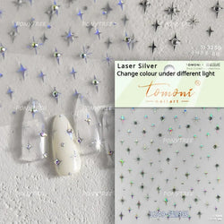 Sparkle Laser Silver Starburst Five-pointed Star Geometric Tiny Spot Romantic 5D Self Adhesive Nail Art Stickers Manicure Decals (ONLINE ORDER ONLY)