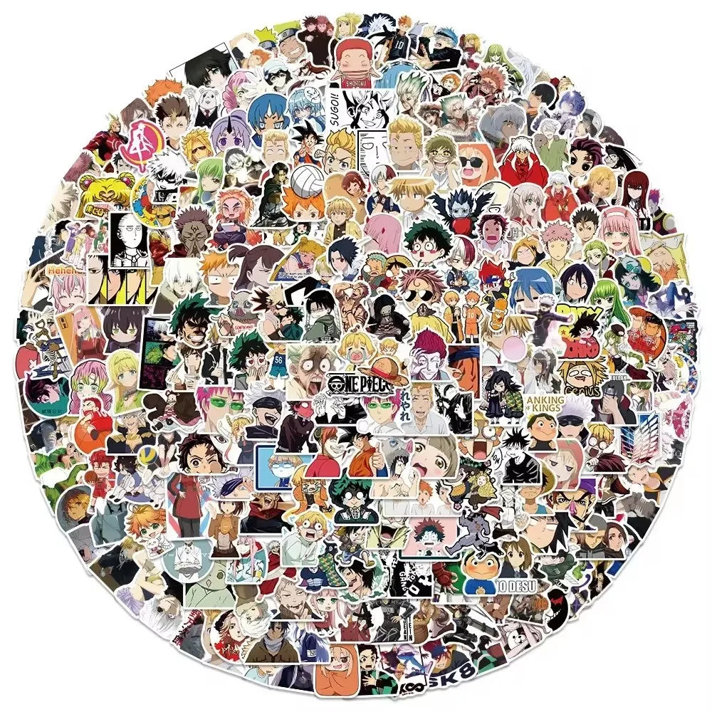 100/300Pcs Mixed Anime Stickers Cartoon Sticker Decals Laptop Motorcycle Luggage Phone Waterproof Sticker for Children Toy (Online Order Only)