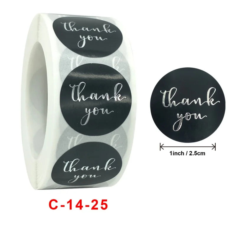 500 Pcs Round Black Thank You Bond Party Adhesive Diy Seal Stickers Decorative Album Diary Cartoon Label Decor (ONLINE ORDER ONLY)