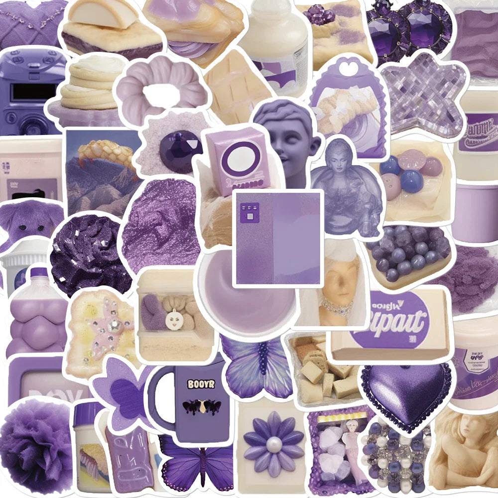 Purple Kawaii Stickers Pack - Cute Decals for Laptop, Phone, Luggage, Car, Kids Toys (ONLINE ORDER ONLY)