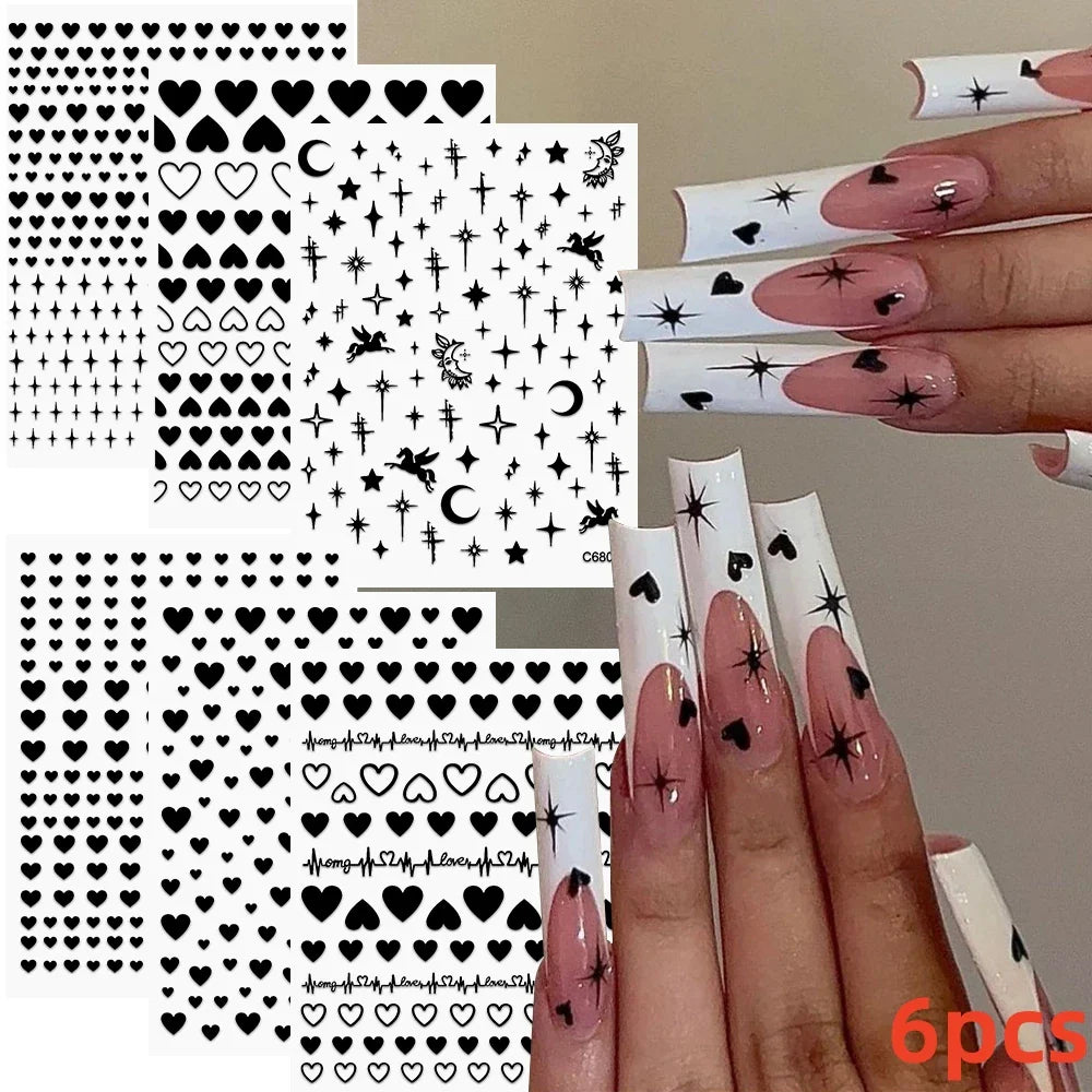 6 Sheets Moon/Star Nail Art Sticker Adhesive Gold Color Sticker Sheets Universal Constellation Shapes Sticker Art Decoration (ONLINE ORDER ONLY)