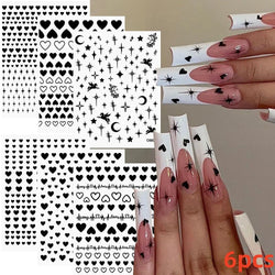 6 Sheets Moon/Star Nail Art Sticker Adhesive Gold Color Sticker Sheets Universal Constellation Shapes Sticker Art Decoration (ONLINE ORDER ONLY)