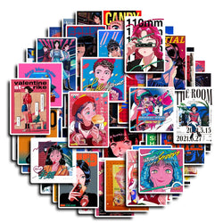 Cartoon Anime Girl Stickers for Phone Laptop Luggage Skateboard (Online Order Only)