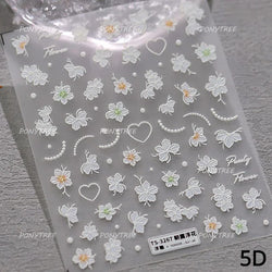 Embroidered Butterfly Flower Colourful Gradient Morning Glory Leaves Self Adhesive Nail Art Stickers Rhinestone Manicure Decals (ONLINE ORDER ONLY)