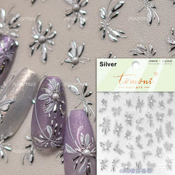 Gold Hot Stamping Flowers Leaves 3D 5D Pearl Bead Delicate Self Adhesive Nail Art Decorations Stickers Manicure Decals Wholesale (Online Order Only)