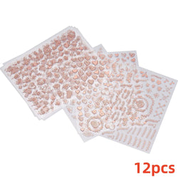 12 Sheets Valentines Nail Stickers Red Heart Nail Art Sticker Decal Solid Hollow Heart 3D Self-Adhesive Design Nail Art Supplies (ONLINE ORDER ONLY)