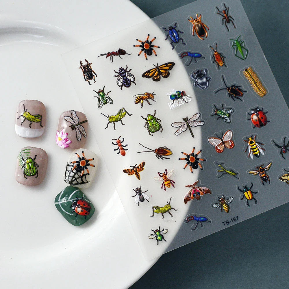 Red Plum Blossom Flower Chinese 3D Self Adhesive Nail Art Decoration Stickers Cheongsam Iris Lily Lotus Vase 5D Manicure Decals (ONLINE ORDER ONLY)