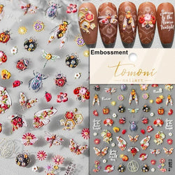 Cat Eye Halloween Terror Spider Cross Rose Love Heart Flower Snake Web Candy Bunny Thrilling Nail Art Stickers Manicure Decals (Online Order Only)