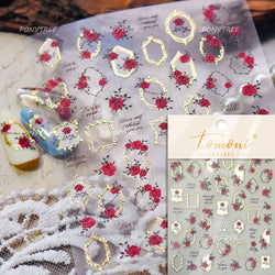 Retro Red Butterfly Snake Rose Flower Evil Eyes Gothic Architecture Cross Dark Self Adhesive Nail Art Stickers Manicure Decals (ONLINE ORDER ONLY)