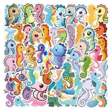 10/30/55PCS Cute Seahorse Stickers Marine Organism Cartoon Decals Kawaii Animal Toy Luggage Laptop Phone Guitar Bike Skateboard (ONLINE ORDER ONLY)