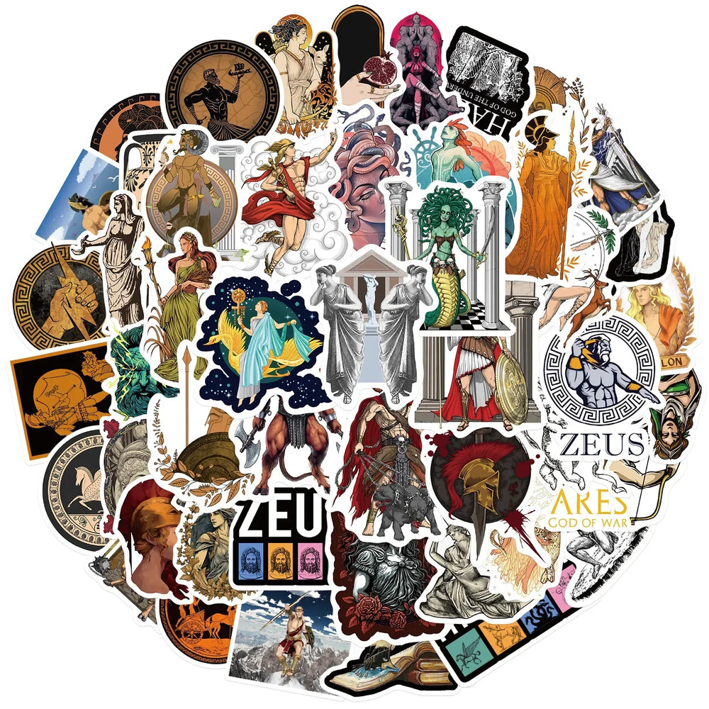 Greek Mythology Aesthetic Stickers: 10/30/50pcs for Suitcase, Skateboard, Laptop, Luggage, Phone, Car, DIY Decal (Online Order Only)