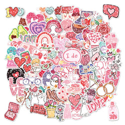 10/30/50/100PCS Valentine's Day Romantic Cartoon Stickers Holographic Laser Decals Graffiti Toy DIY Notebook Phone Gift For Love (ONLINE ORDER ONLY)