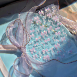 Dreamy Shiny Bowknot Ribbon Lace Delicate Tie Charming 5D Nail Art Decoration Sticker Self Adhesive Manicure Decal DIY Wholesale (ONLINE ORDER ONLY)