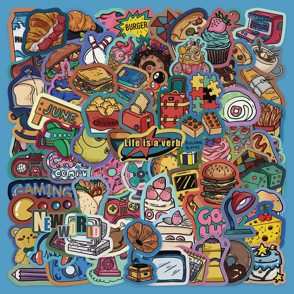80pcs Retro Cartoon Graffiti Stickers for Helmet, Wall, DIY Decoration (ONLINE ORDER ONLY)