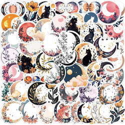 50Pcs Boho Moon Flowers Cartoon Stickers Black Cat Car Guitar Motorcycle Luggage Suitcase DIY Classic Toy Funny Sticker Gift (ONLINE ORDER ONLY)