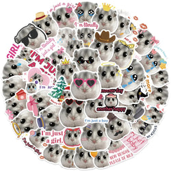 10/50pcs Cute Funny Sad Hamster Meme Stickers Im Just A Girl DIY Scrapbooking Fridge Phone Luggage Decorative Waterproof Decals (ONLINE ORDER ONLY)