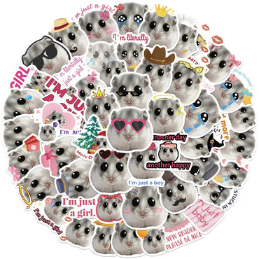 10/50pcs Cute Funny Sad Hamster Meme Stickers Im Just A Girl DIY Scrapbooking Fridge Phone Luggage Decorative Waterproof Decals (ONLINE ORDER ONLY)