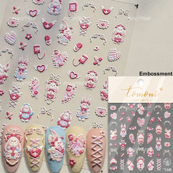 Bunny Love Heart Rabbit Nurse Cut Wound Bowknot Pill Flower Medicine Treatment Self Adhesive Nail Art Stickers Manicure Decals (ONLINE ORDER ONLY)