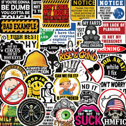 50PCS Hard Hat Stickers Funny Construction Sticker Pack Vinyl Waterproof Tool Box Electrician Worker Helmet Decors (Online Order Only)