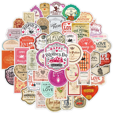 10/50Pcs Funny Vintage Halloween Valentine's Day Love Potion Label Sticker Packs (Online Order Only)
