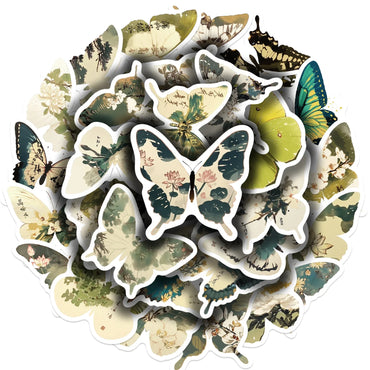30Pcs Green Butterfly Stickers Vinyl Waterproof Stickers for Laptop Guitar Motorcycle Bike Skateboard Luggage Phone Gift (ONLINE ORDER ONLY)