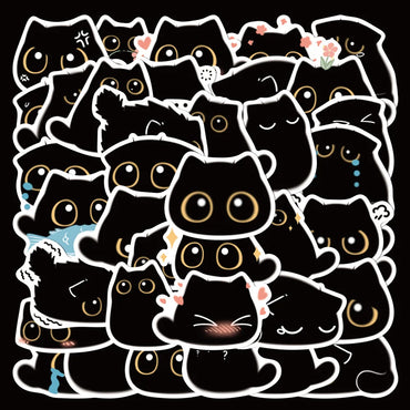 10/20/40PCS Cartoon Black Cat Sticker Packs (Online Order Only)