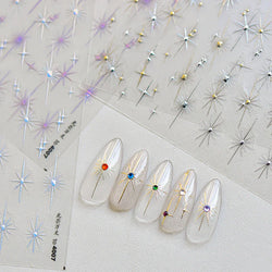 Gold Silver Star Laser Pink Colorful Glitter Starlight Sparkle Rhinestones Relief Nail Art Decorations Stickers Manicure Decals (ONLINE ORDER ONLY)