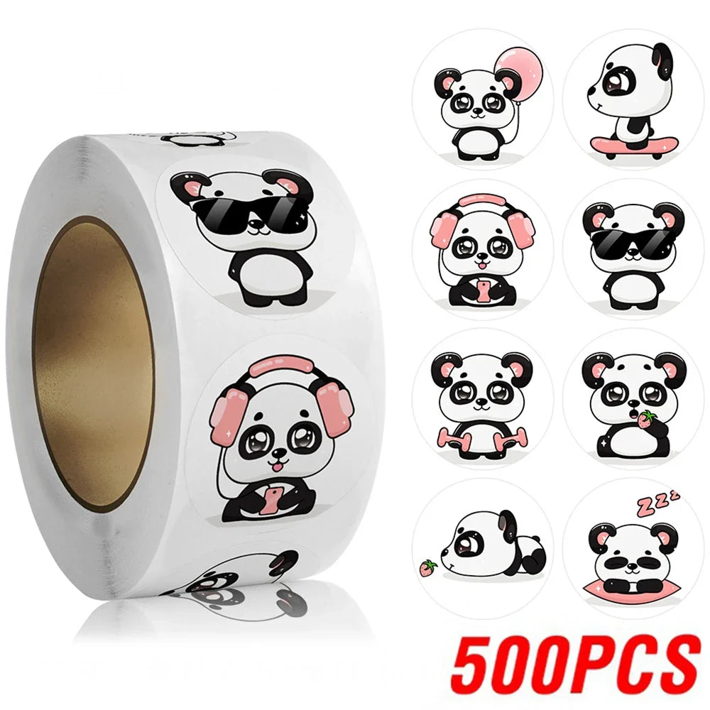 100-500pcs Cute Cartoon Panda Stickers Reward Sticker for Kids Gift Wrapping Decor Envelope Sealing Labels Stationery Stickers (ONLINE ORDER ONLY)