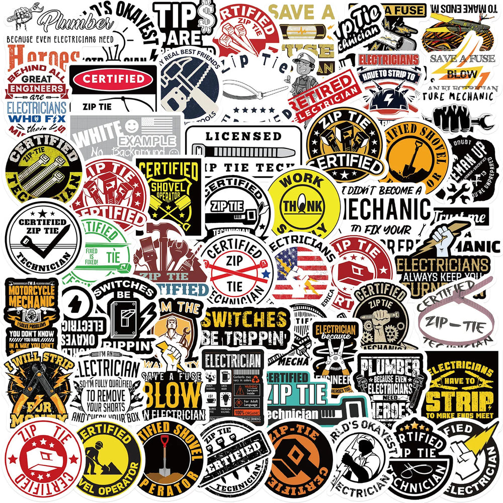 65PCS Funny Machinist Zip Tie Stickers Engineer Cartoon Decals Toy DIY Luggage Laptop Phone Car Bike Skateboard Sticker﻿ (ONLINE ORDER ONLY)