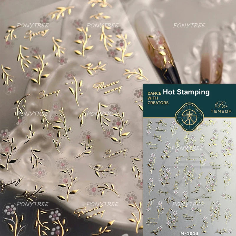 Painting Sketch Tulip Daisy Willows Scenery Daisy Colorful Flowers Sun Star Butterfly Wicker 3D Nail Art Stickers Manicure Decal (ONLINE ORDER ONLY)