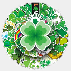50Pcs Lucky Clover Cartoon Waterproof Vinyl Stickers for Skateboard Snowboard (ONLINE ORDER ONLY)