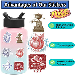 50pcs Retro Decorative Goods Aesthetic Stickers Waterproof Graffiti Sticker For Laptop Luggage Guitar Skateboard Vinyl Decals (ONLINE ORDER ONLY)