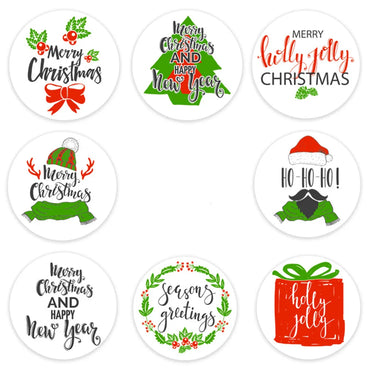 100-500pcs Merry Christmas Gift Box Decoration Seal Sticker Home Party Supplies Envelope Label Scrapbook Stickers (ONLINE ORDER ONLY)