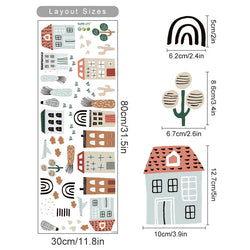 Cartoon City Houses Trees Airplane Watercolor Vinyl Wall Decals Kids Room Decor (Online Order Only)