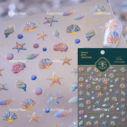 Shiny Colourful Marine Shell Starfish Ocean Elements Star Water Bubbles Star Conch Underwater Nail Art Stickers Manicure Decals (ONLINE ORDER ONLY)