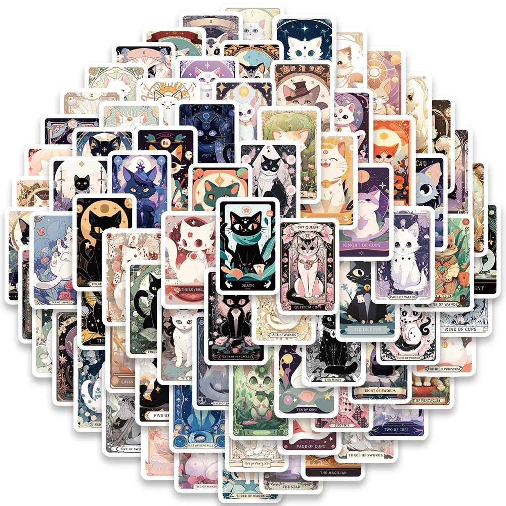 78pcs Cute Cartoon Cats Tarot Card Stickers (Online Order Only)