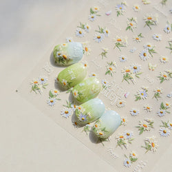 Rural Style White Daisy Flower Butterfly Small Wildflowers 5D Soft Embossed Relief Adhesive Nail Art Stickers 3D Manicure Decals (ONLINE ORDER ONLY)