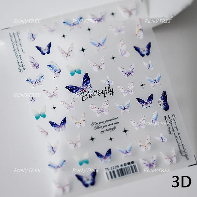 Steam Punk Butterfly Gear Green Star Gold Stamping Self Adhesive Nail Art Decoration Stickers Illusion Polarized Manicure Decals (ONLINE ORDER ONLY)