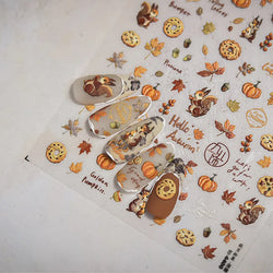 Charming Sunflower Rabbit Pumpkin Squirrel Pinecone Deciduous Produce Good Harvests Cookie Nail Art Sticker Decoration Decals (ONLINE ORDER ONLY)