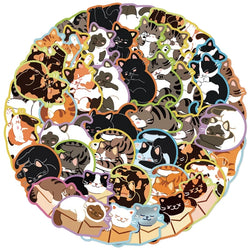 10/30/50PCS Kawaii Sleeping Cat Sticky PVC Sticker Aesthetic Children's Stationery DIY Decoration Scrapbooking School Supplies (ONLINE ORDER ONLY)